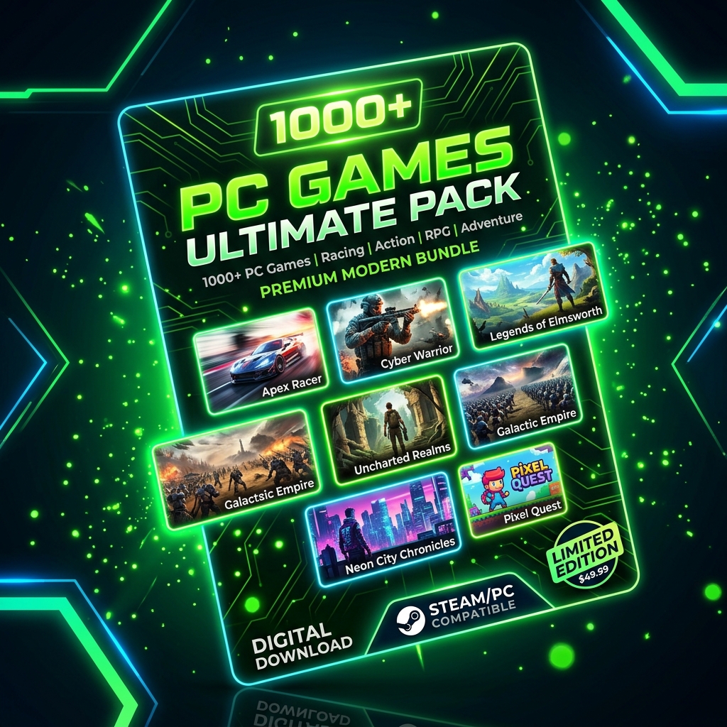 ZC Store PC Games Ultimate Pack Game Bundle Graphic Mockup